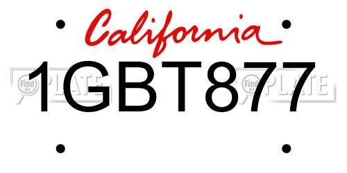 1GBT877 California License Plate