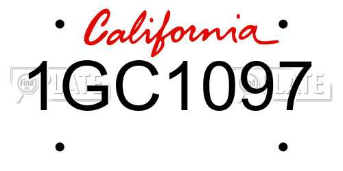 1GC1097 California License Plate