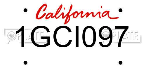 1GCI097 California License Plate
