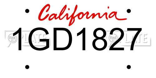 1GD1827 California License Plate
