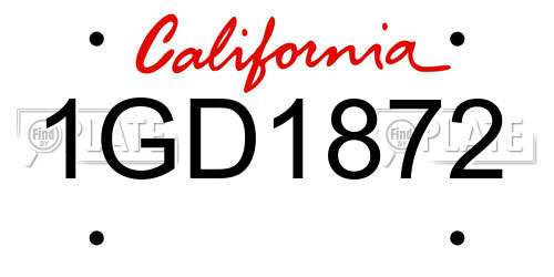 1GD1872 California License Plate