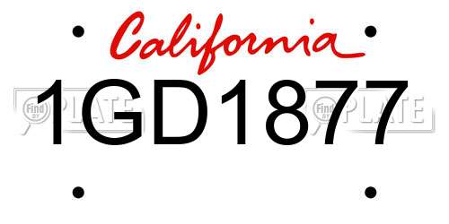 1GD1877 California License Plate
