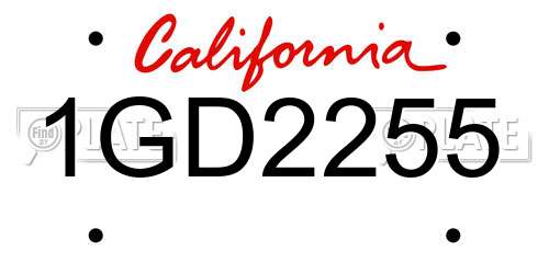1GD2255 California License Plate