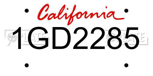 1GD2285 California License Plate