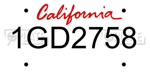 1GD2758 California License Plate