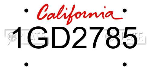 1GD2785 California License Plate