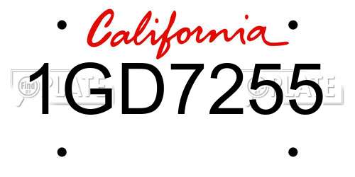 1GD7255 California License Plate