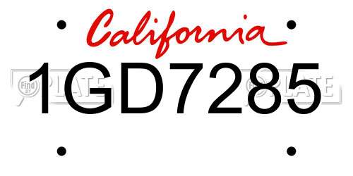 1GD7285 California License Plate