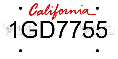 1GD7755 California License Plate