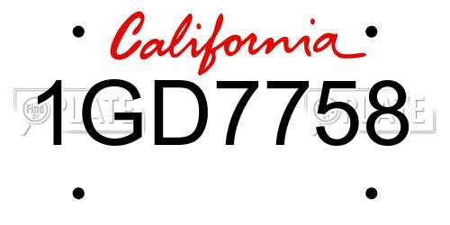 1GD7758 California License Plate