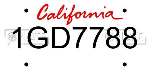 1GD7788 California License Plate