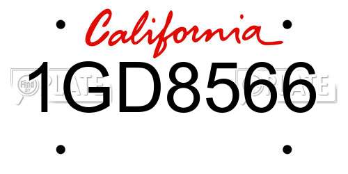 1GD8566 California License Plate