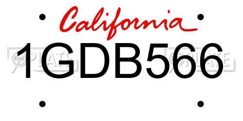 1GDB566 California License Plate