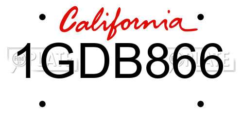 1GDB866 California License Plate