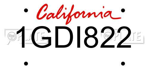 1GDI822 California License Plate