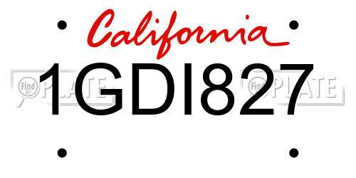 1GDI827 California License Plate