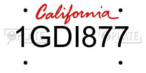 1GDI877 California License Plate