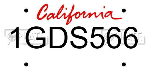 1GDS566 California License Plate