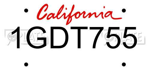 1GDT755 California License Plate