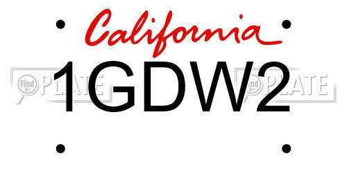 1GDW2 California License Plate
