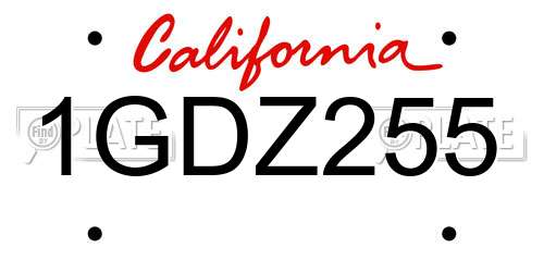 1GDZ255 California License Plate