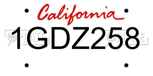 1GDZ258 California License Plate