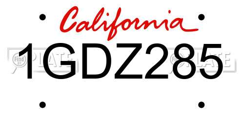 1GDZ285 California License Plate