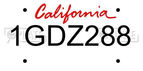 1GDZ288 California License Plate