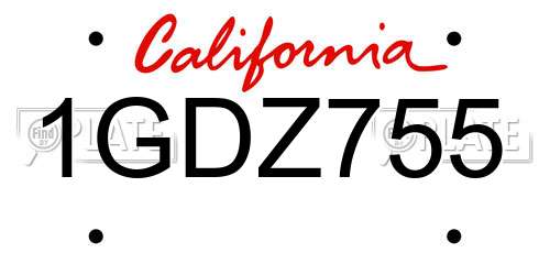 1GDZ755 California License Plate