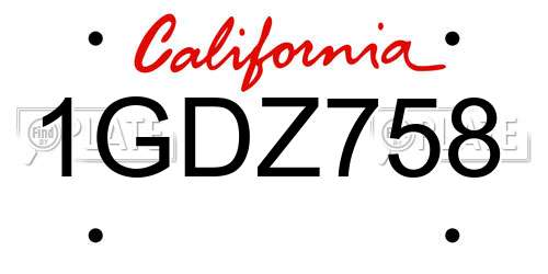 1GDZ758 California License Plate