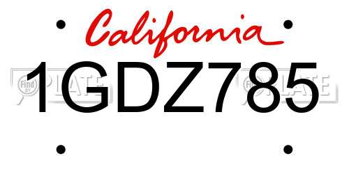 1GDZ785 California License Plate