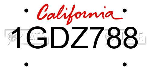 1GDZ788 California License Plate