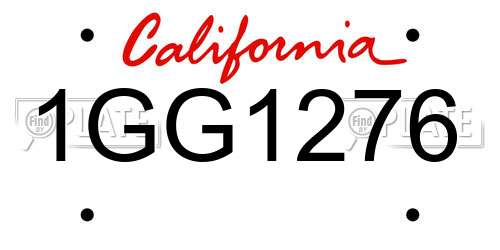 1GG1276 California License Plate