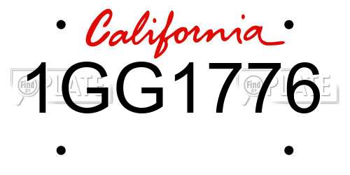 1GG1776 California License Plate