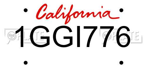 1GGI776 California License Plate