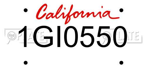1GI0550 California License Plate