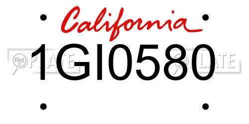1GI0580 California License Plate