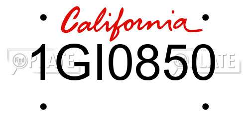 1GI0850 California License Plate