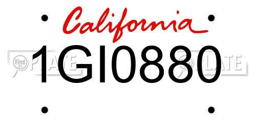 1GI0880 California License Plate