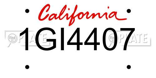 1GI4407 California License Plate