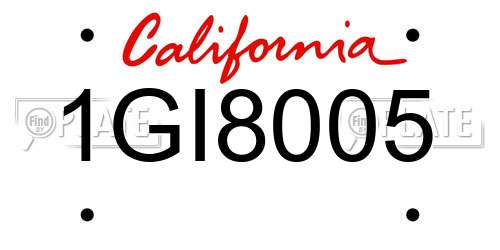 1GI8005 California License Plate