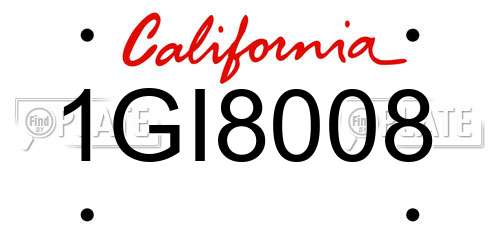 1GI8008 California License Plate