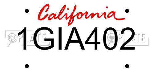 1GIA402 California License Plate