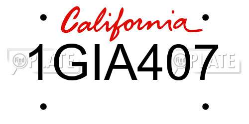 1GIA407 California License Plate
