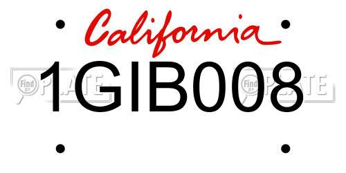 1GIB008 California License Plate