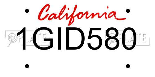 1GID580 California License Plate