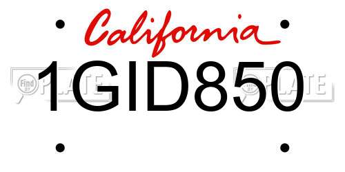 1GID850 California License Plate