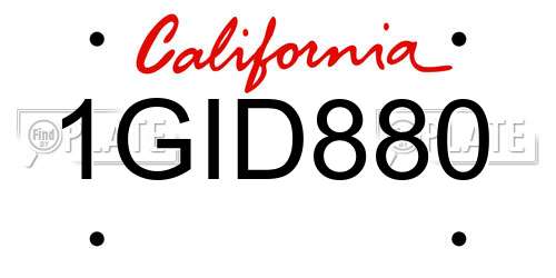 1GID880 California License Plate