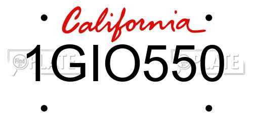 1GIO550 California License Plate