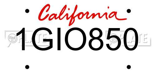 1GIO850 California License Plate